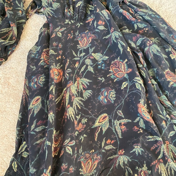 NWT PAIGE Serifina Floral Cold Shoulder Silk Midi Wrap Dress - Picture 9 of 11